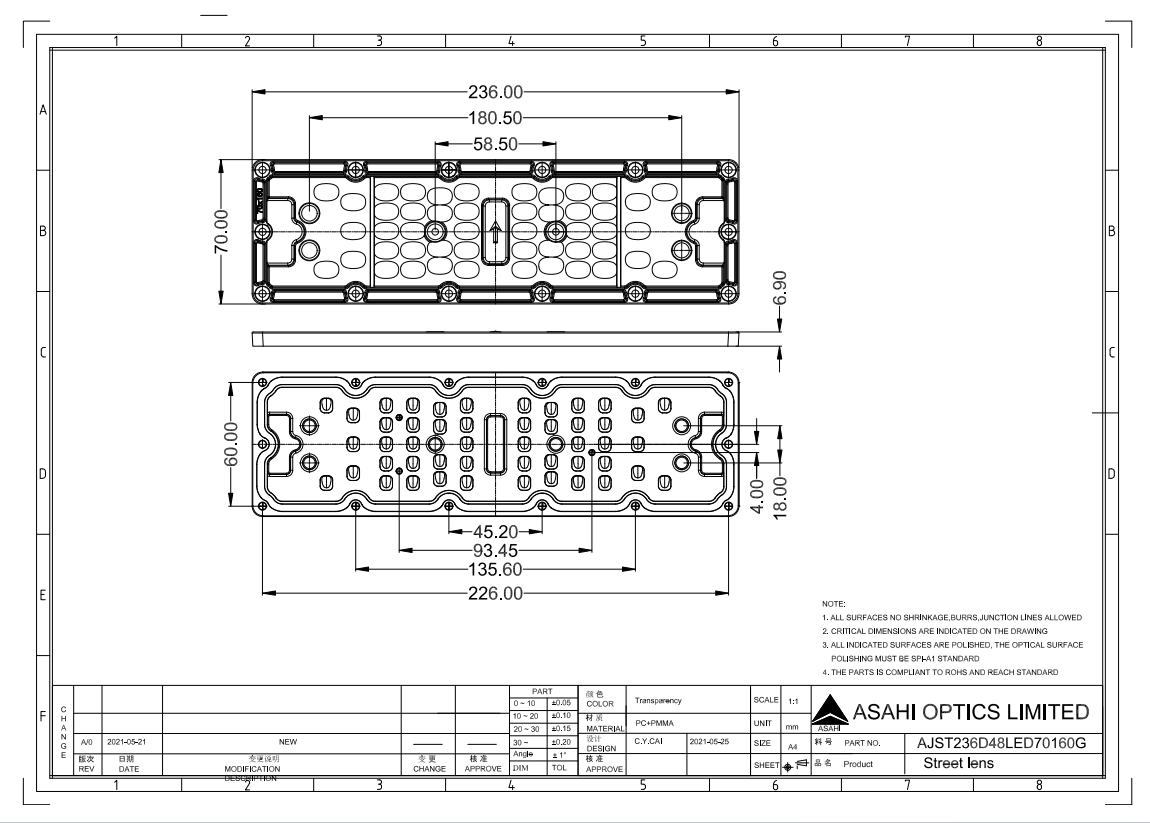 AJST236D48LED70160G Drawing