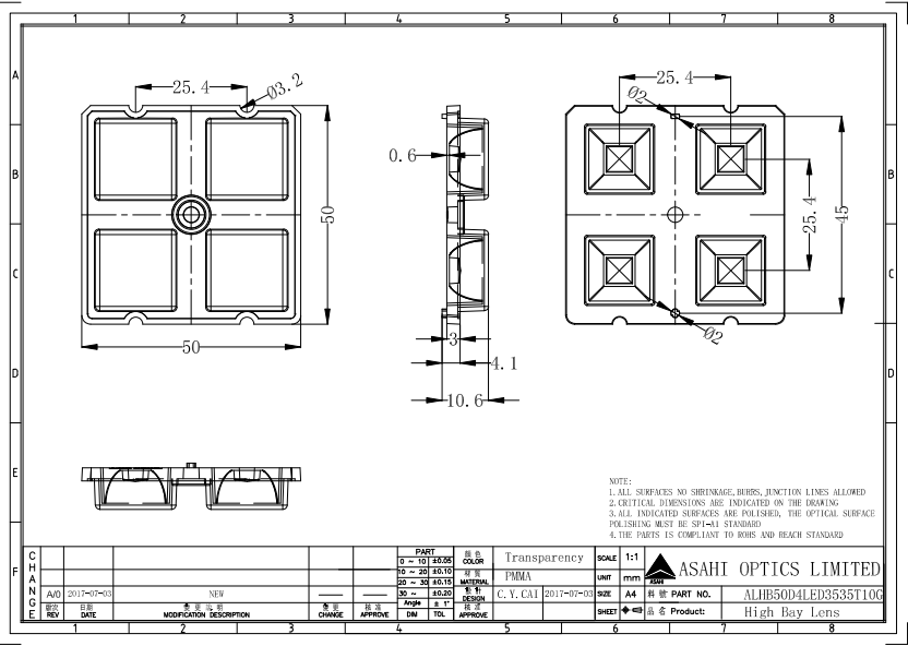 ALHB50D4LED3535T10G drawing