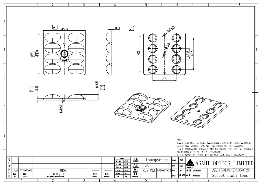 ASAHI OPTICS ARST50D8LED5050T2M Drawing