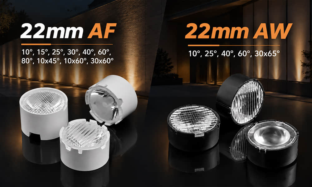 22mm AF Series and 22mm AW Series lens for wall wash lighting