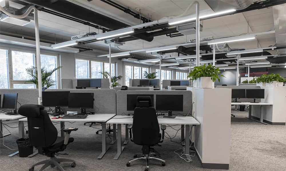 Office Environment with Linear Lighting