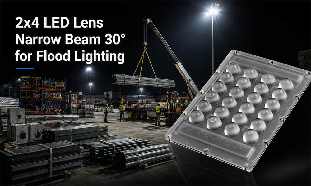 2x4 LED Lens with a 30° Narrow Beam for Material handling area lighting