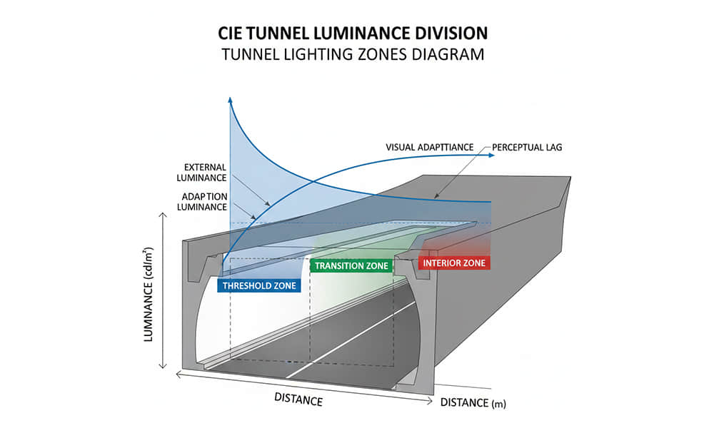 CIE tunnel luminance division