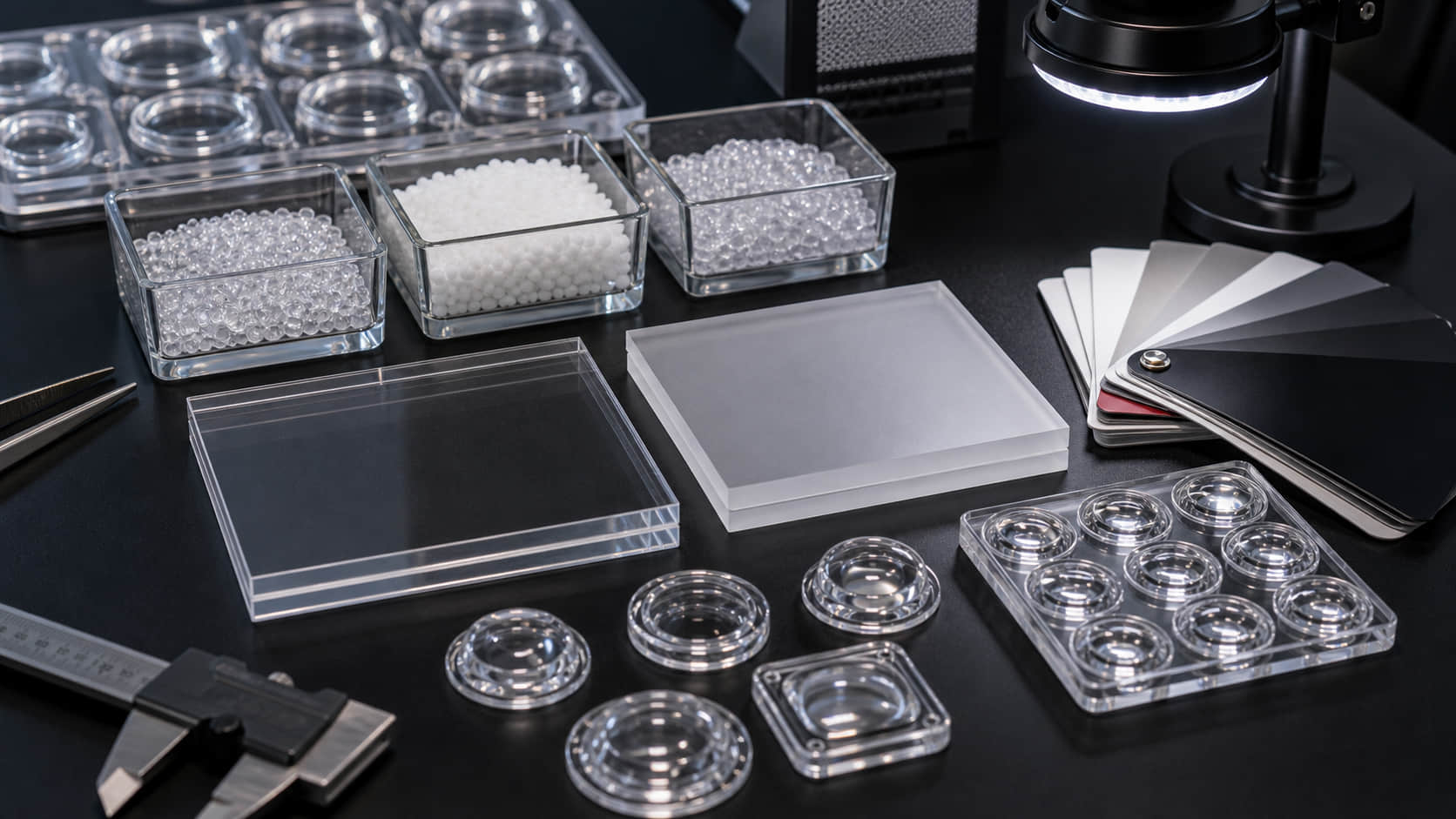 PC and PMMA material selection for custom optical lens production