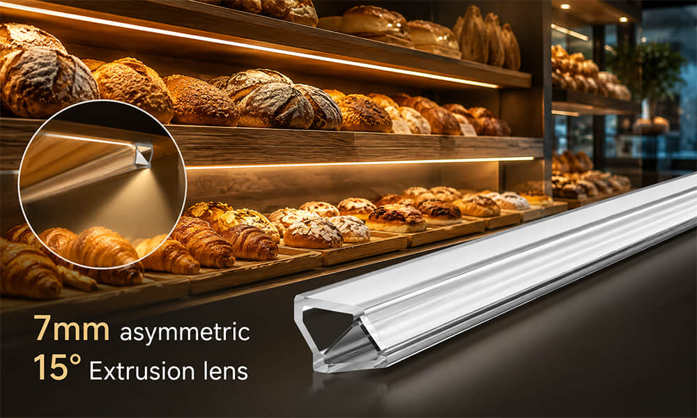 7mm asymmetric 15degree lens for bakery lights