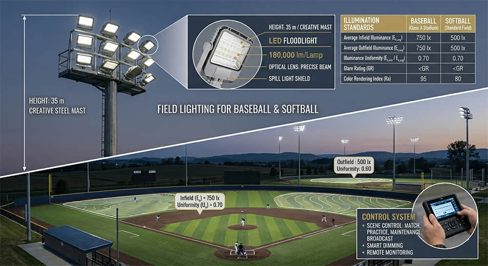 Stadium Lighting Design Guide: Standards, Optics & LED Lens Solutions