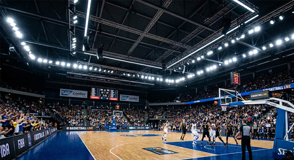 Indoor basketball court lighting