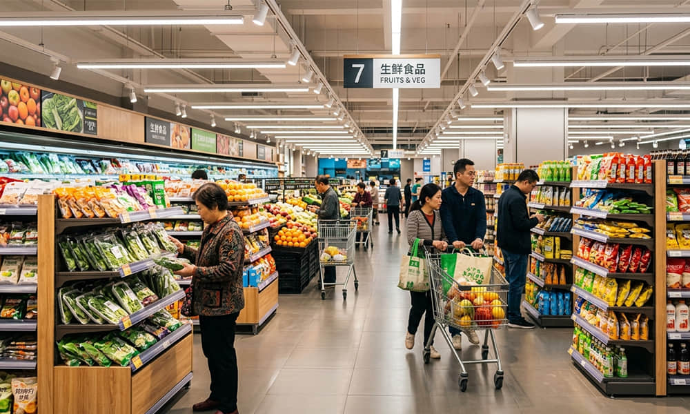 Linear lens application in supermarket shelf lighting area