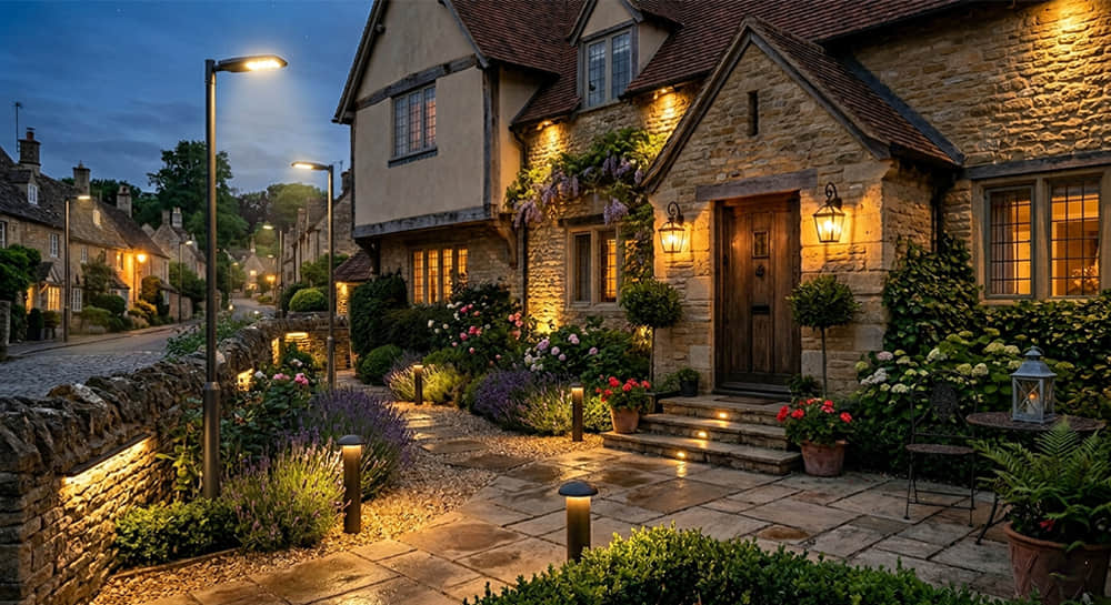 Outdoor lighting used in European architecture