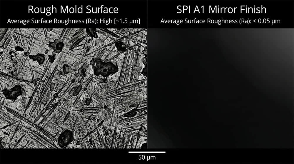 SPI A1 mirror polish vs rough mold surface