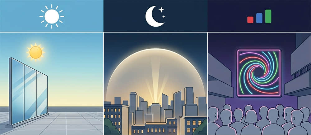 Three types of light pollution