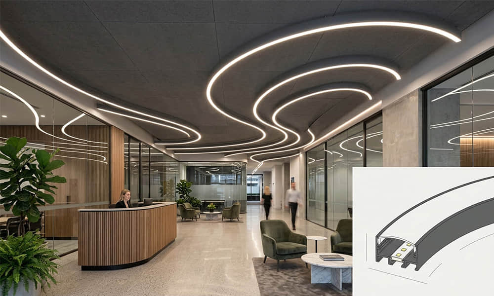 custom extrusion lens for curved linear lighting applications