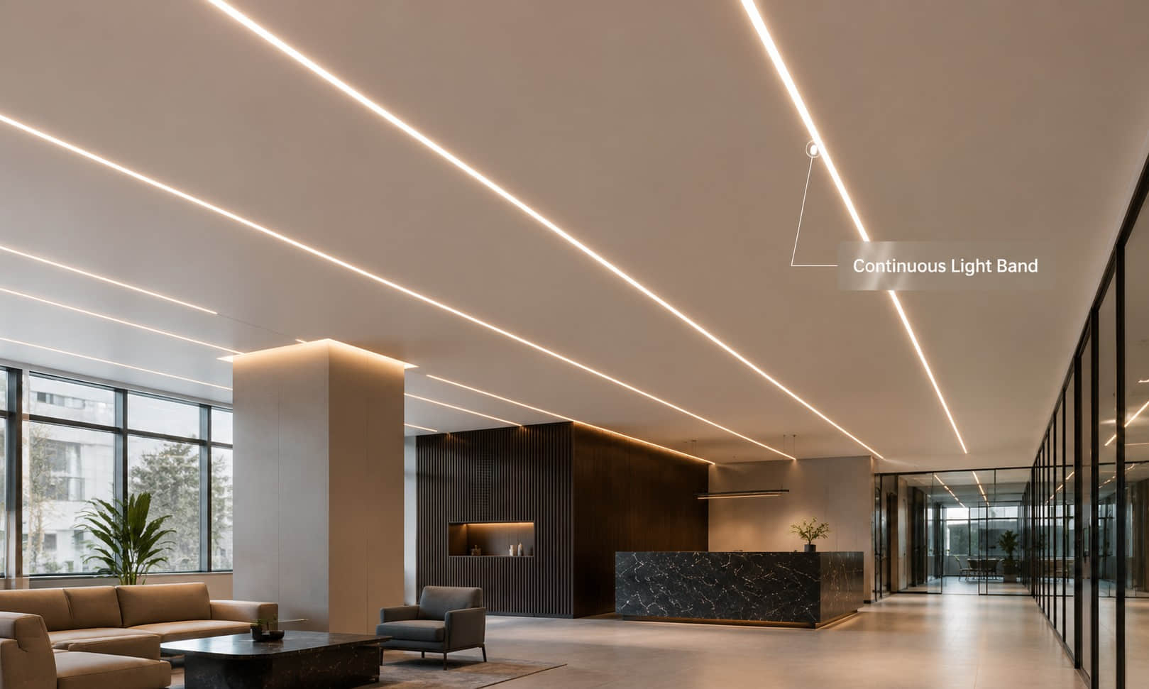 extrusion lens creates continuous light band in linear LED lighting