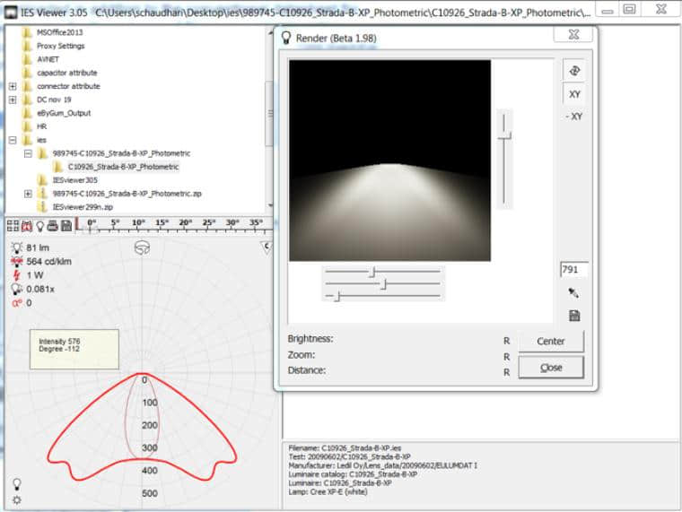 ies photometric file light distribution curve