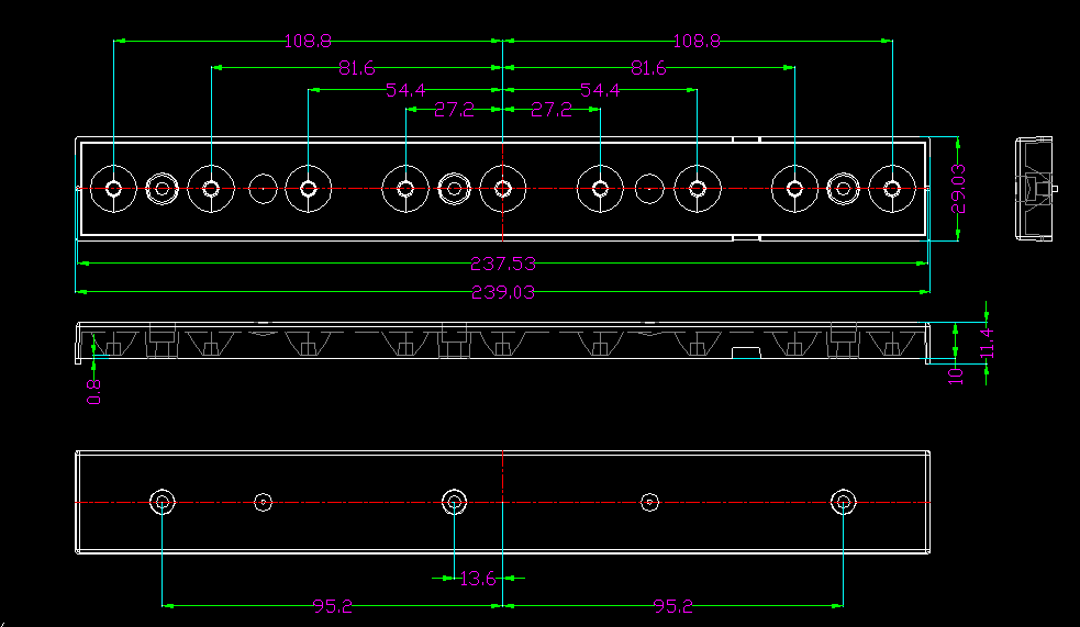 9LED linear lens  15°for architecture lighting Drawing