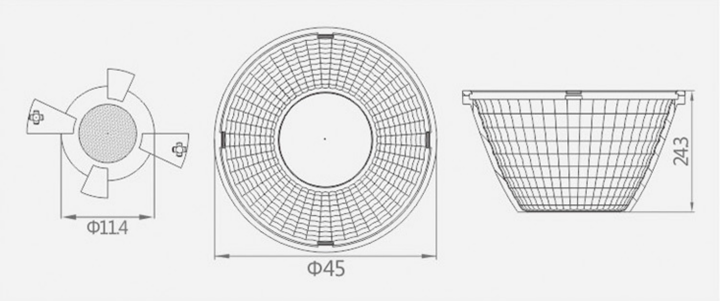 45mm Optical Led Reflector For Commercial Lighting Drawing