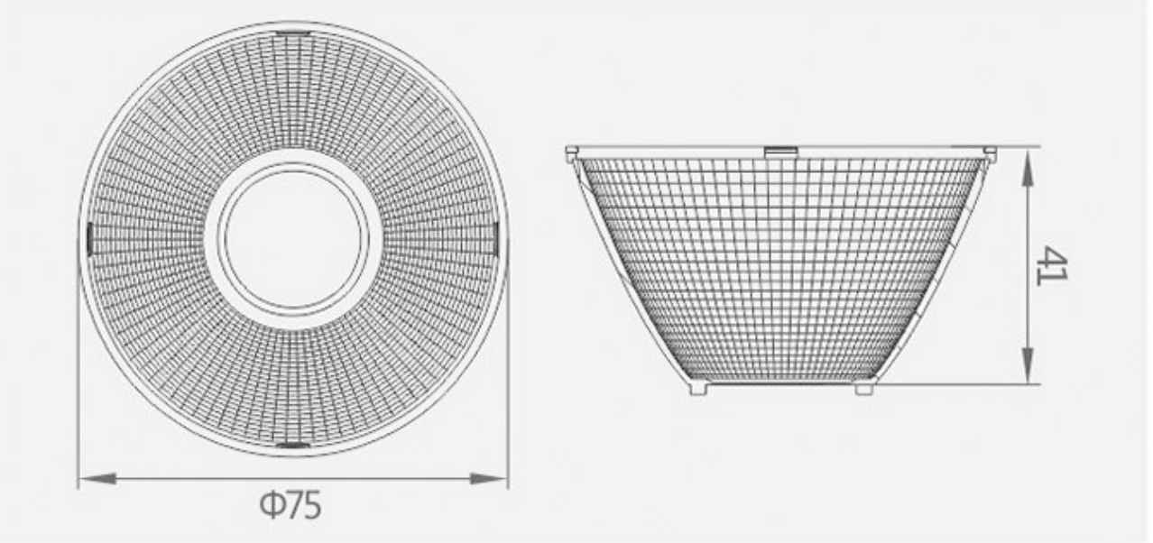75mm LED Reflectors For Track Or Downlight Luminaires Drawing