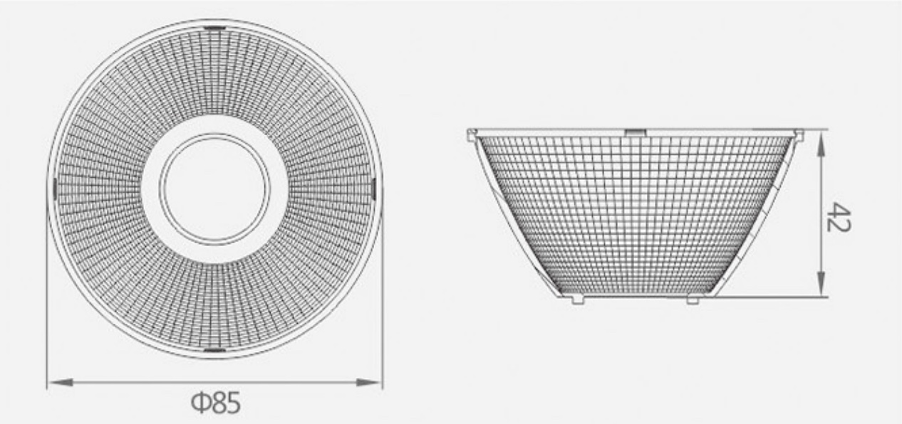 85mm PC Material Led Reflector Suitable For Spot Lights Drawing