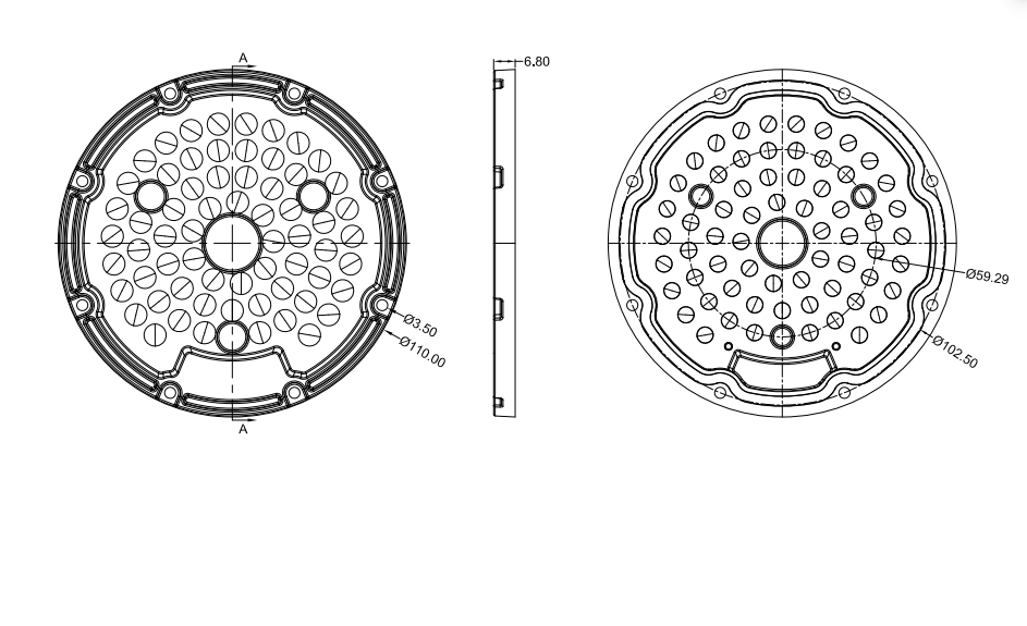 110mm Wide 120° Beam with Anti Glare & UGR Control UFO Lens  drawing
