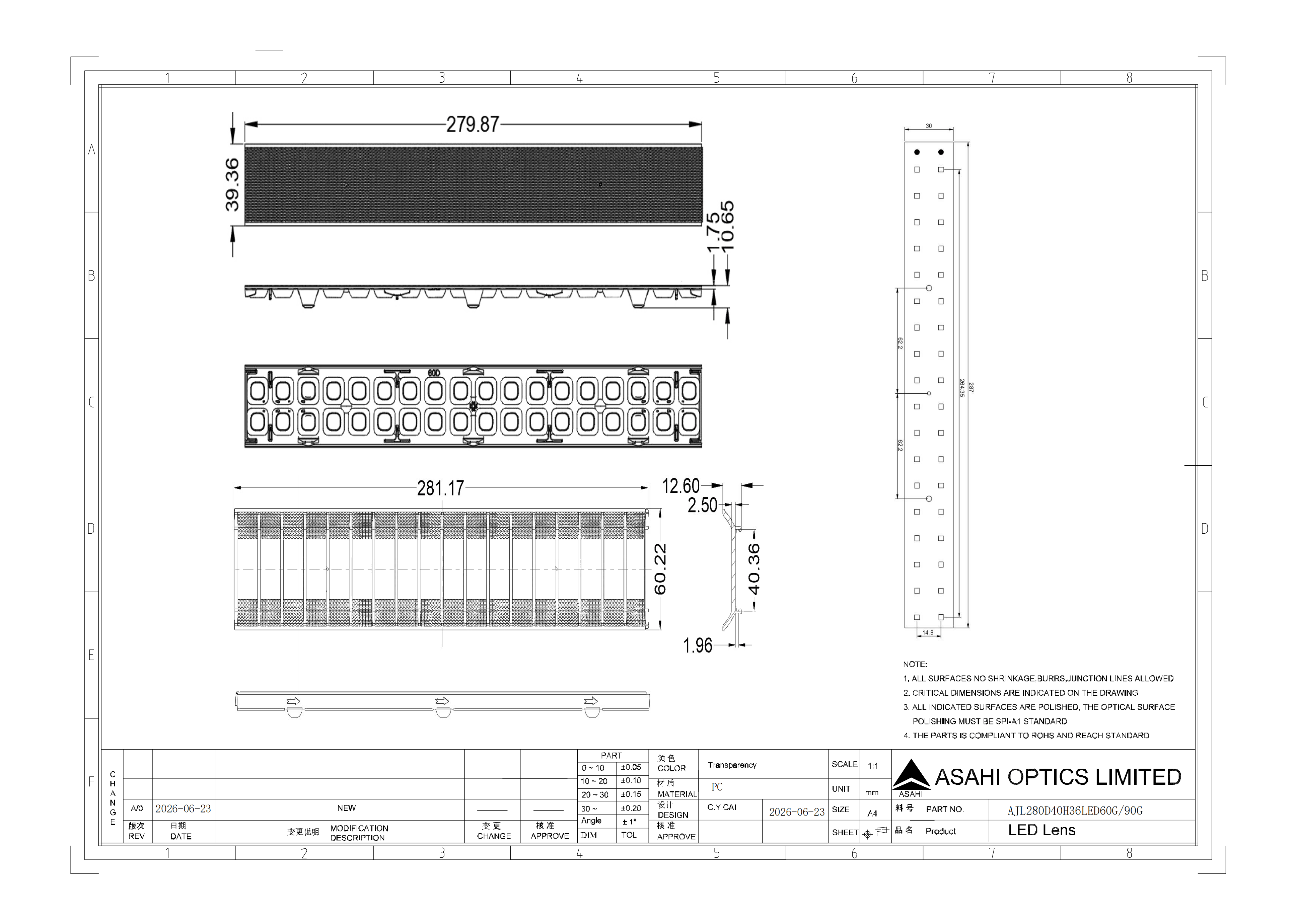 AJL280D40H36LED60G90G Drawing
