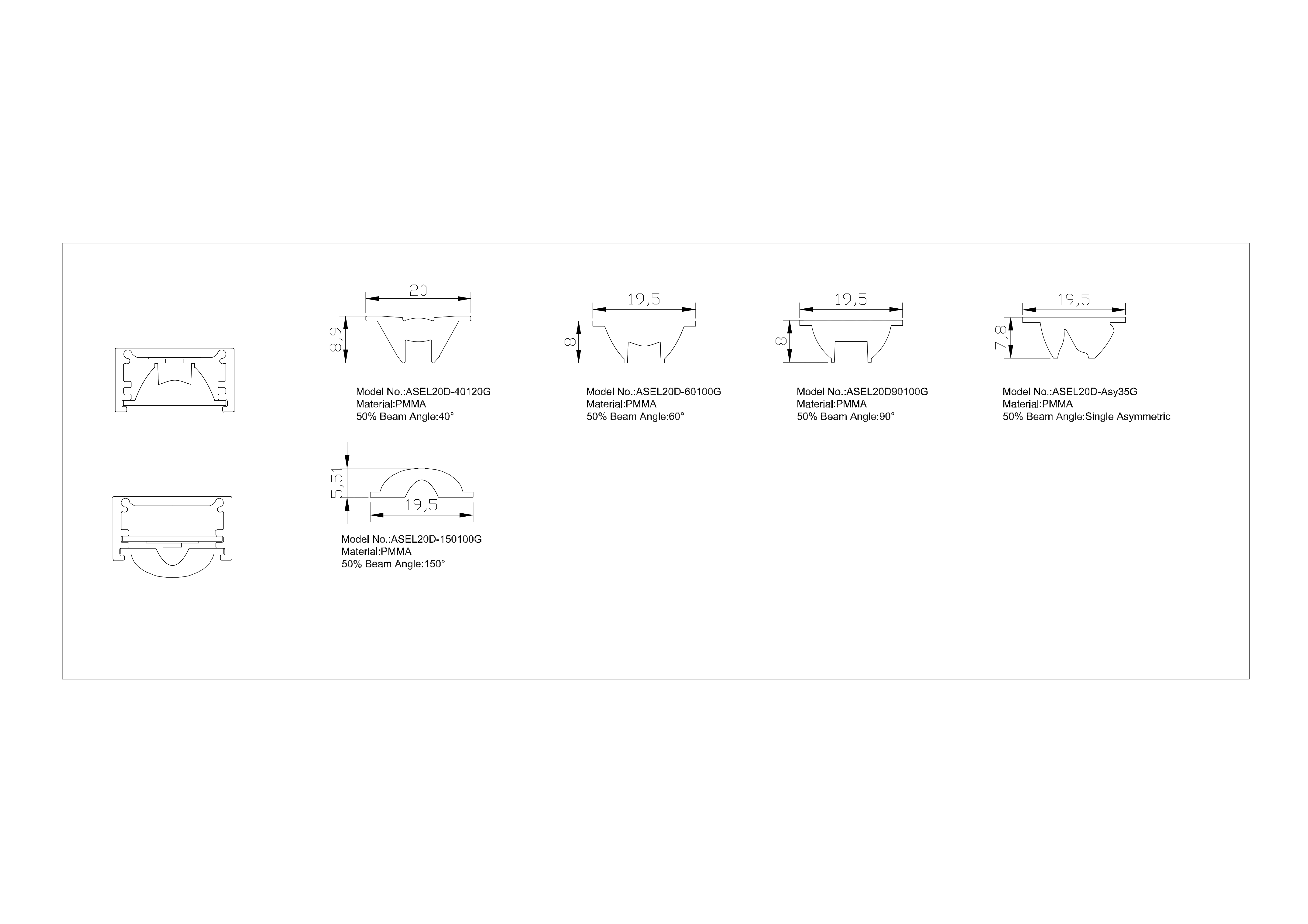 ASEL20D Series Extrusion Linear Lens 2D Drawing_01