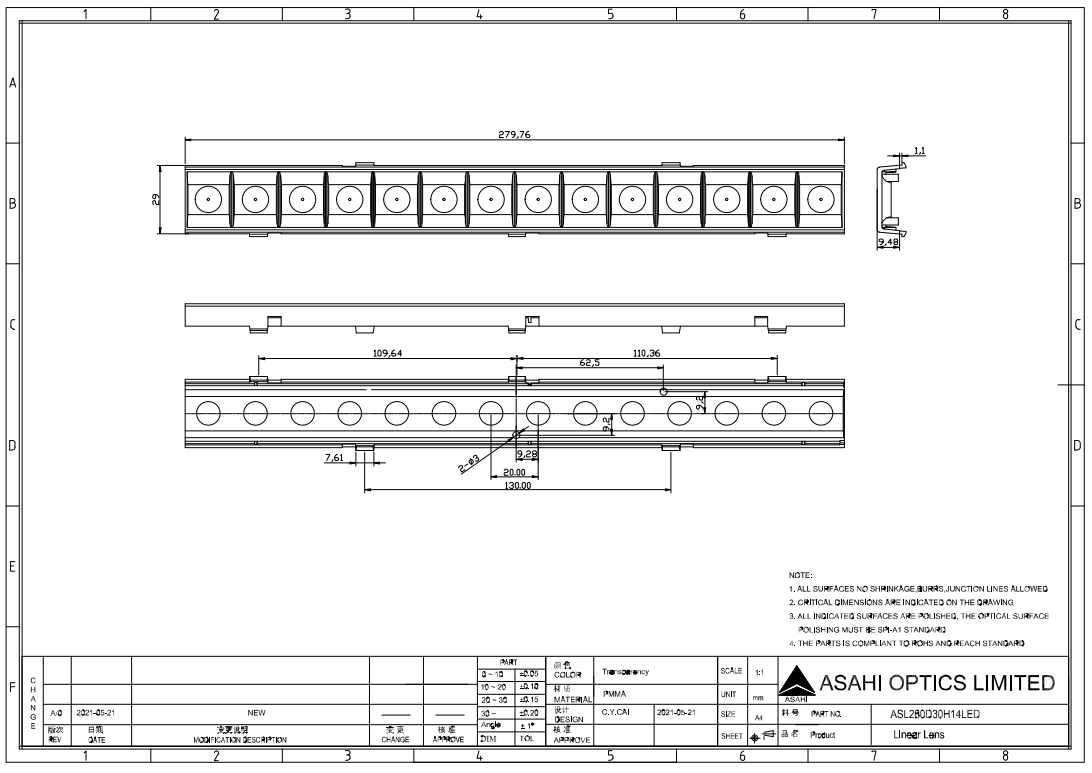 New Design Linear Optics Used For Office Lighting Drawing