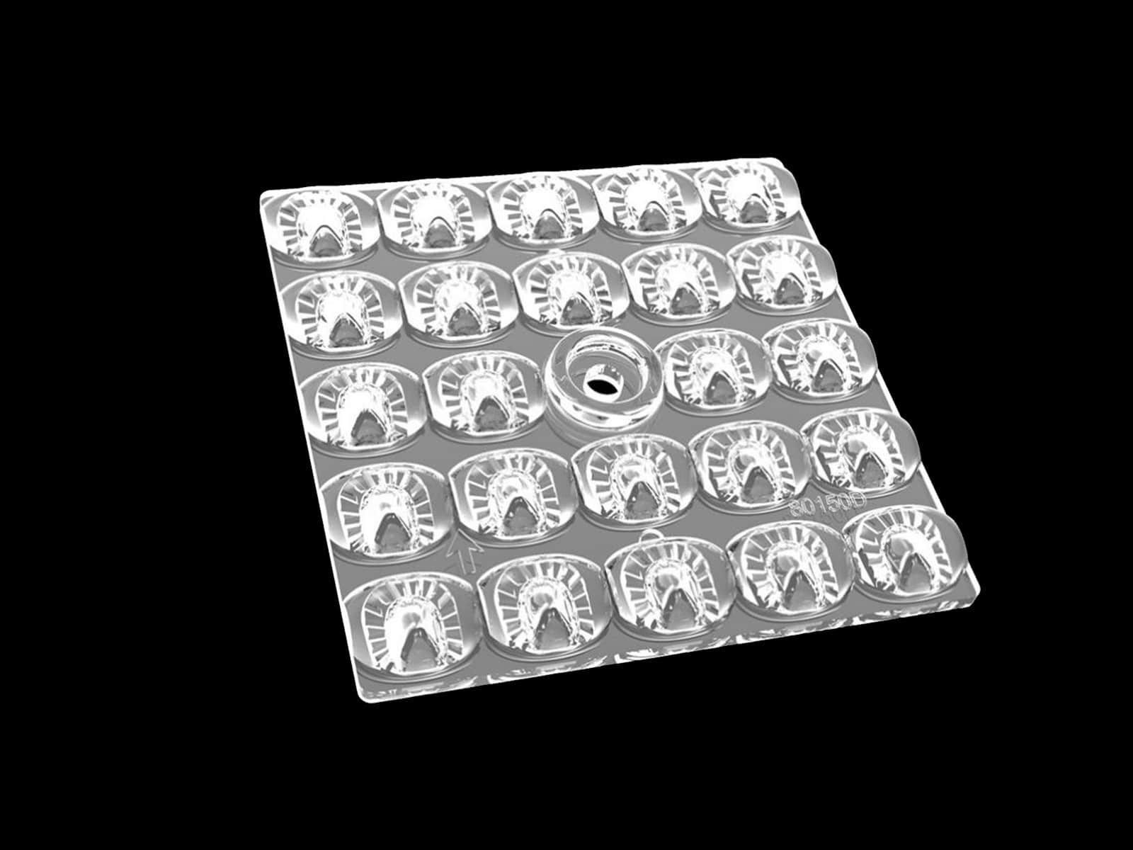 50mm square lens 80x150° for street lights
