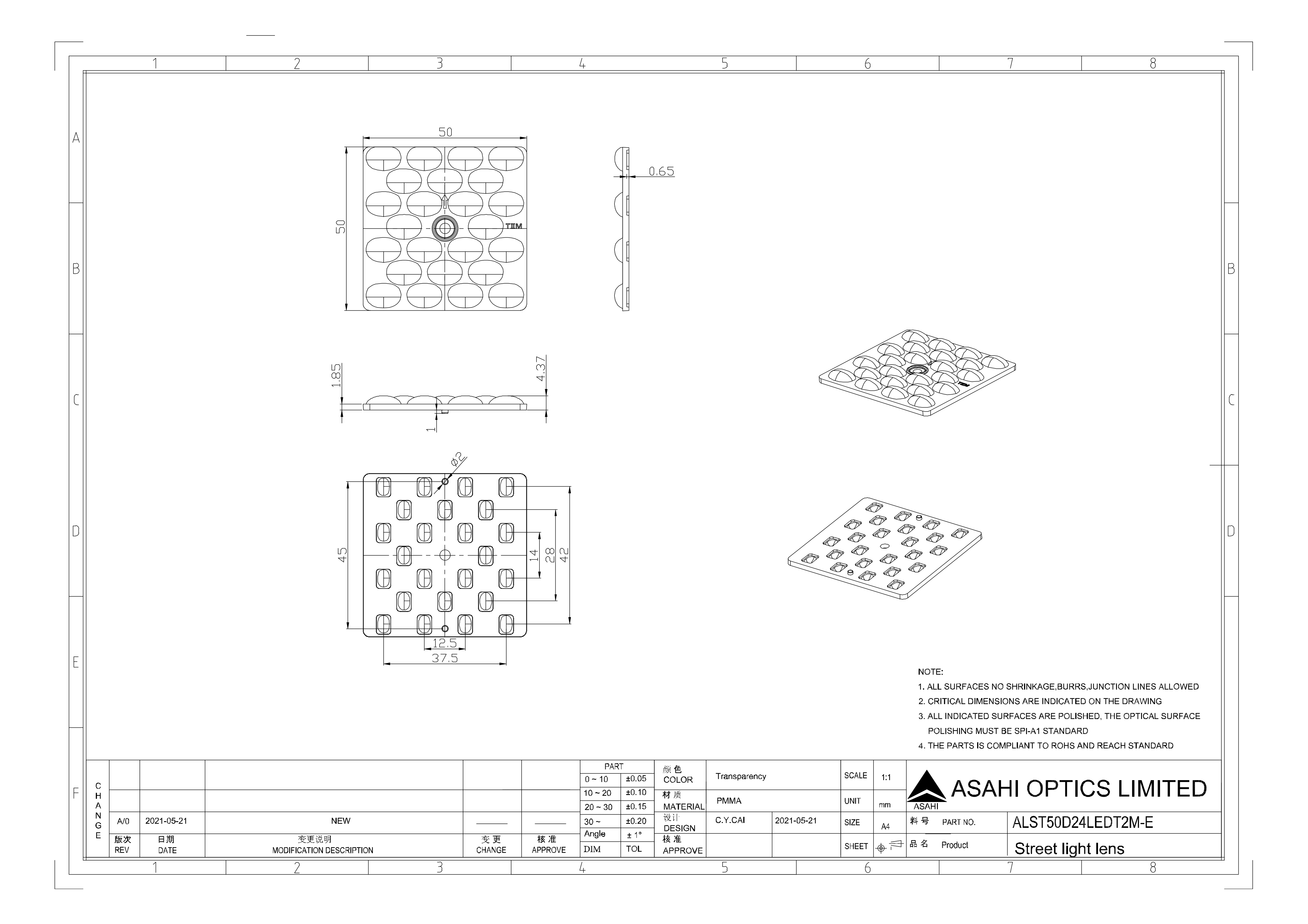 ASAHI OPTICS ALST50D24LEDT2M E Drawing