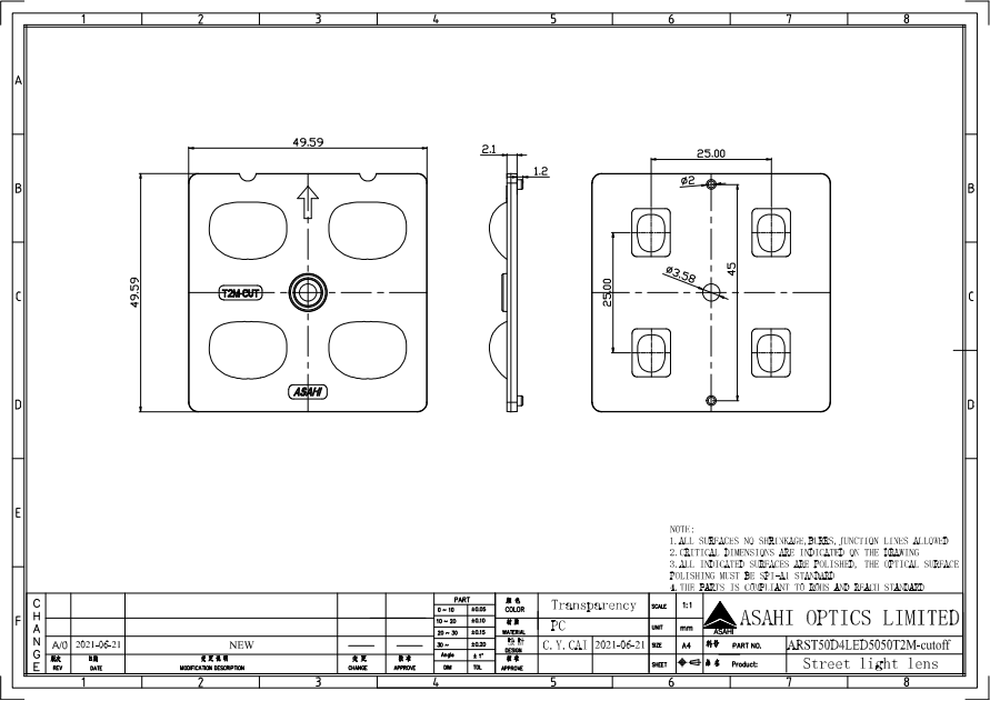 ALST50D4LED5050T2M Cutoff Drawing