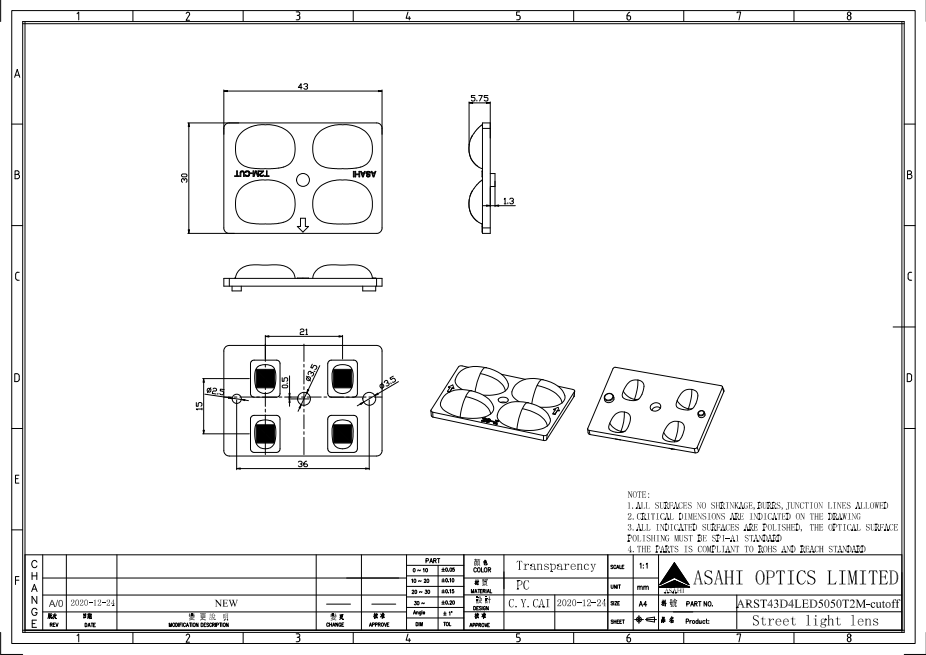 ALST42D4LED5050T2M Cutoff Drawing