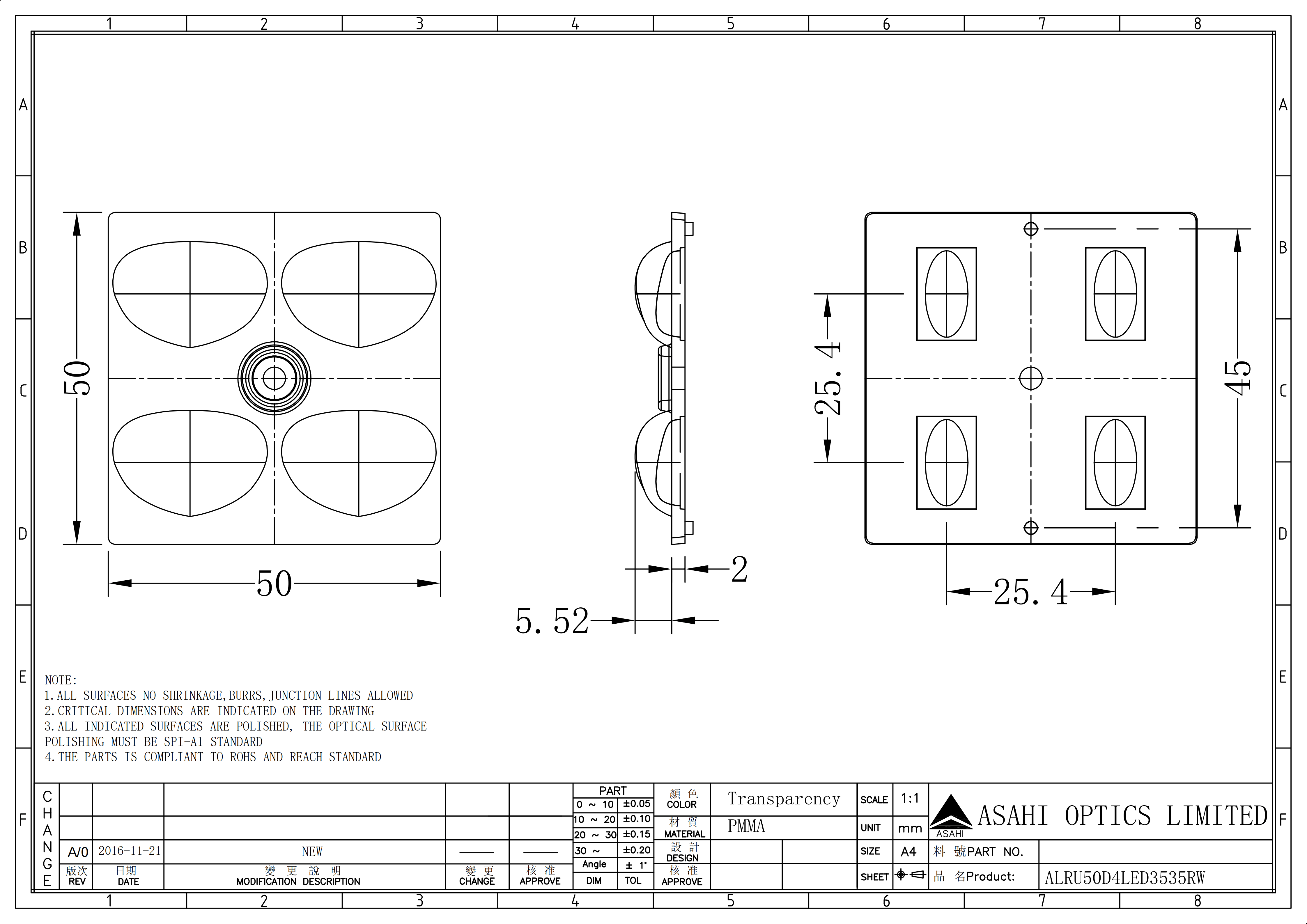 ALRU50D4LED3535RW Drawing