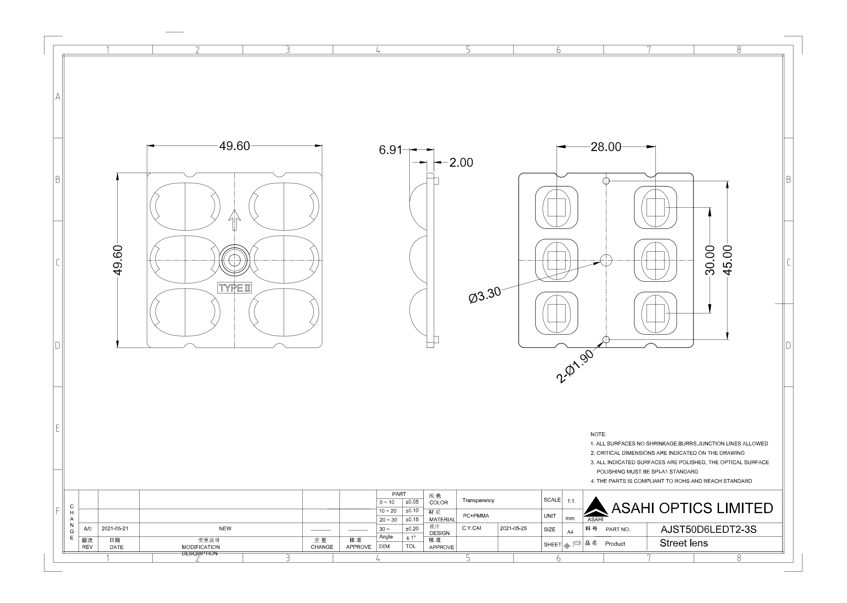 Asahi Optics AJST50D6LEDT2 3S Drawing_01