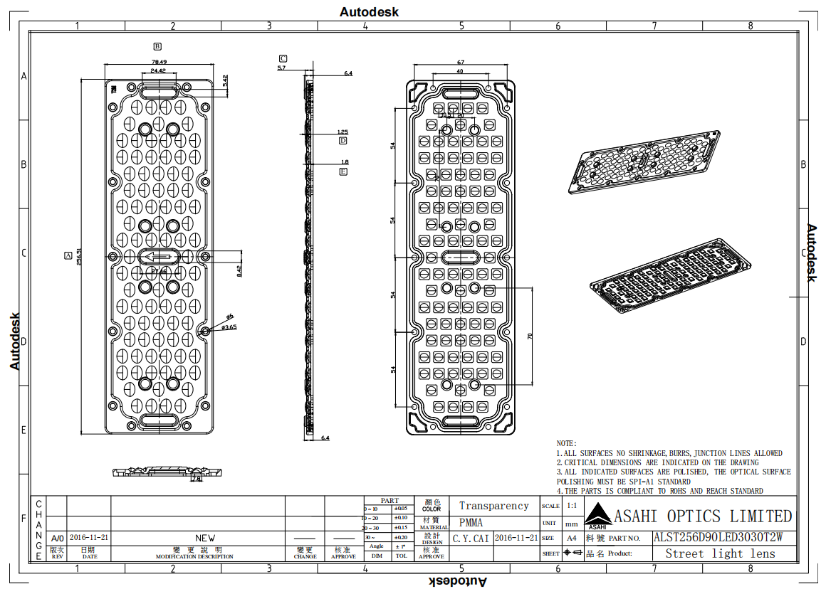 IP66 Waterproof 90in1 LED Module Lens 3030LED TYPE II Medium Drawing