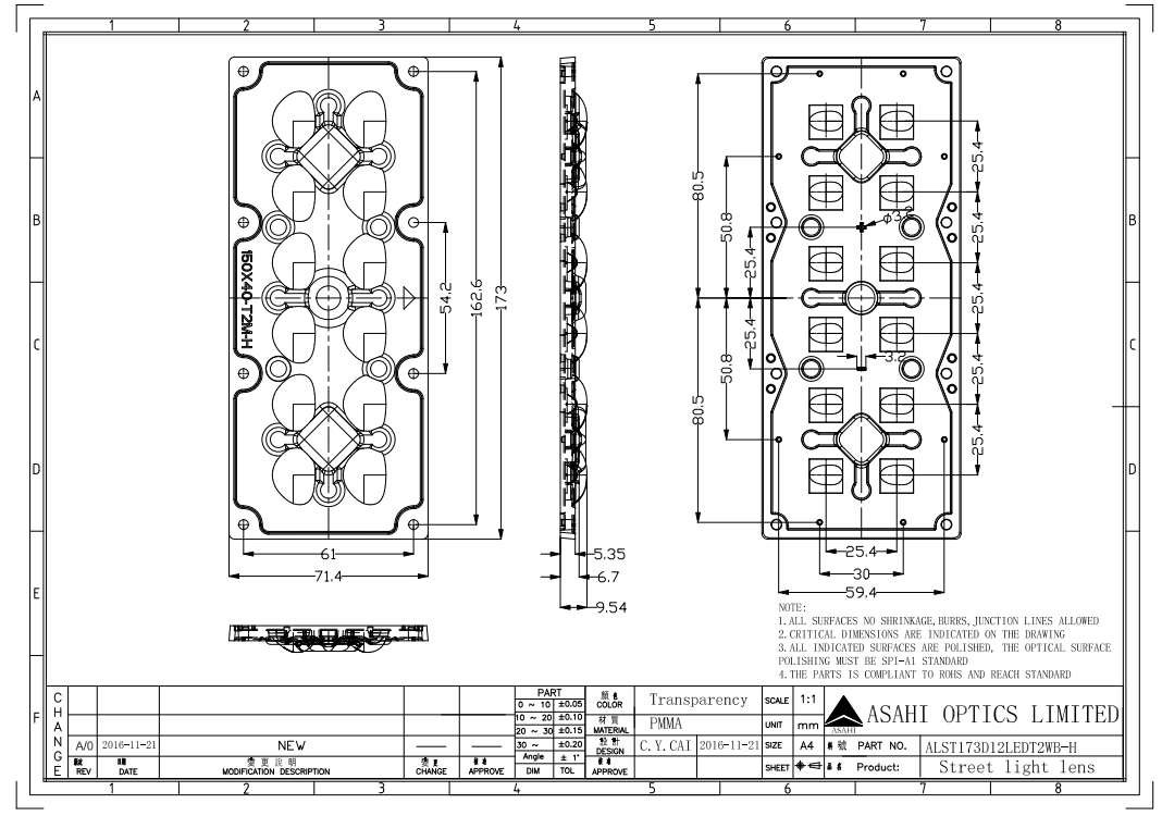 2x6 Communal Street Light Lens Horizontal Installation Drawing