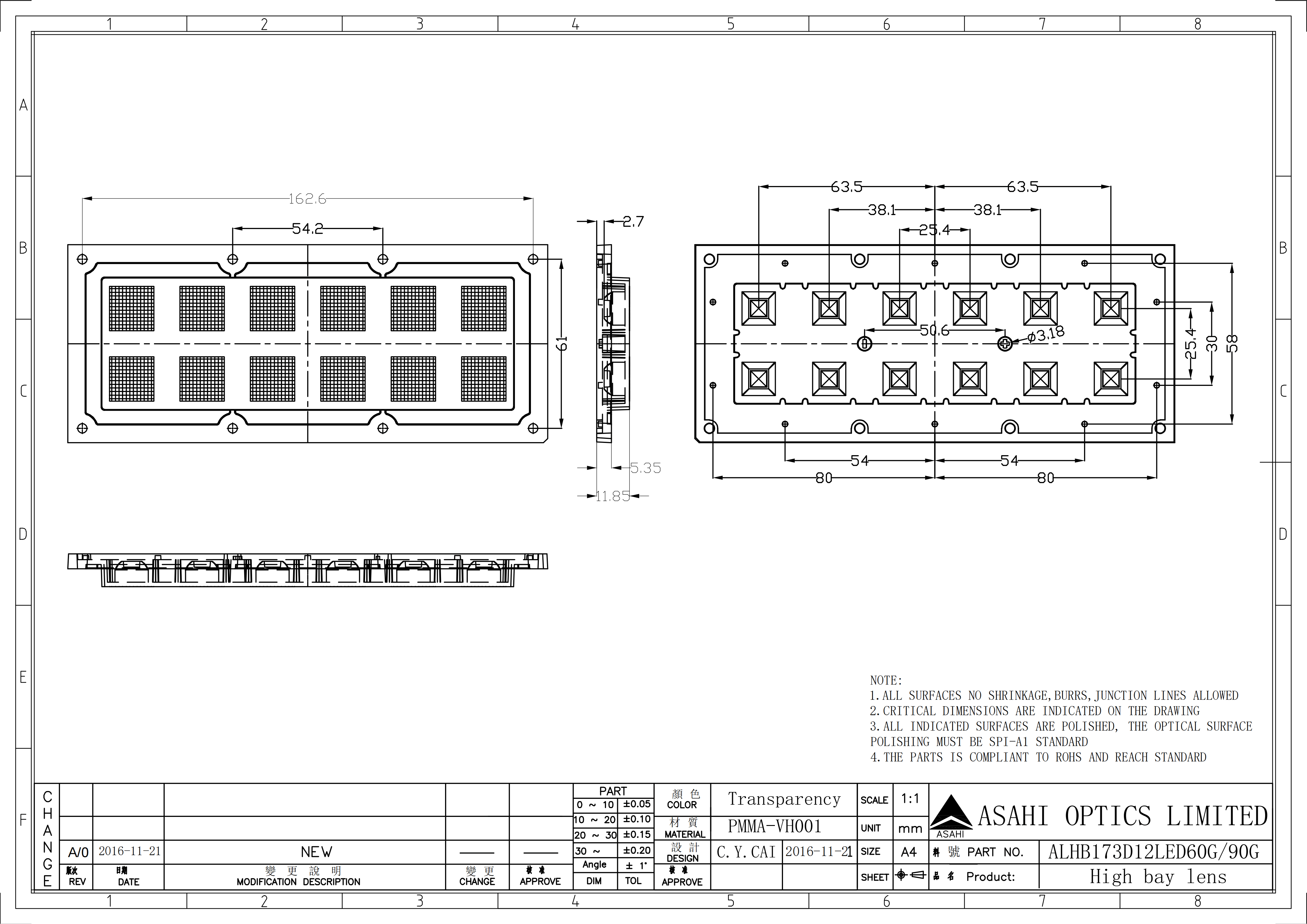 ASAHI OPTICS ALHB173D12LED60G&90G Drawing