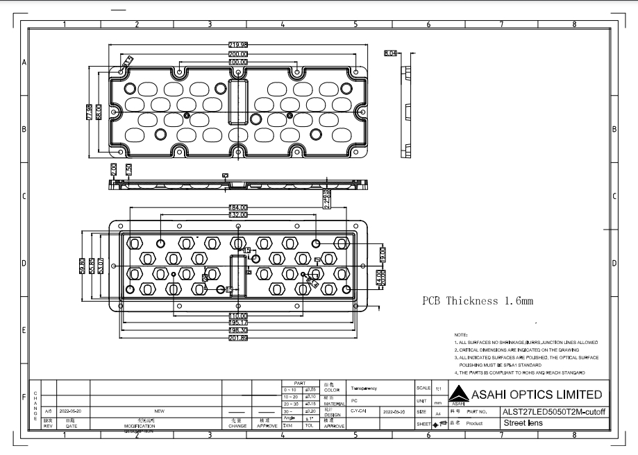 27LEDs LENS for Street Lighting T2M   Drawing