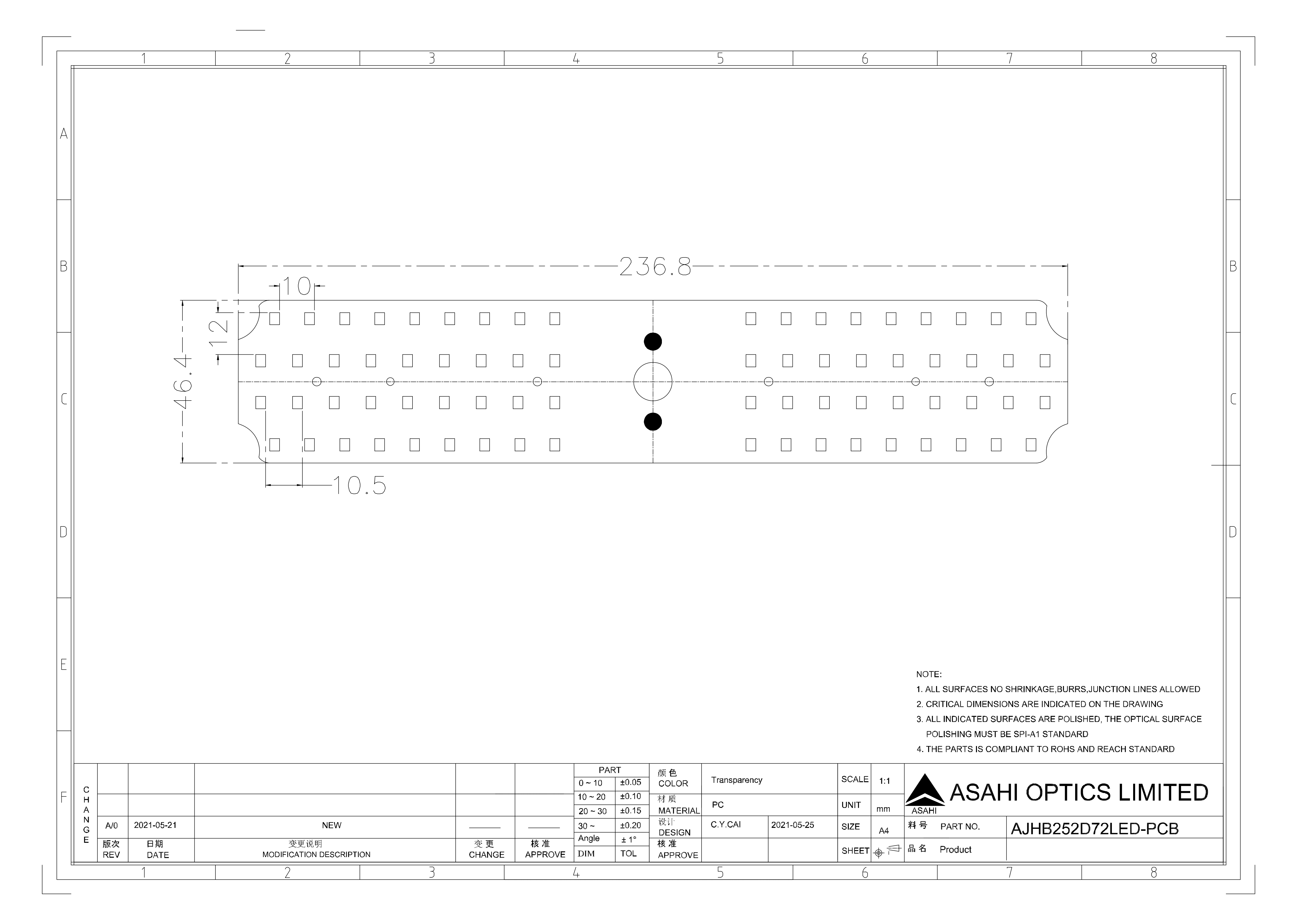 AJHB252D72LED PCB