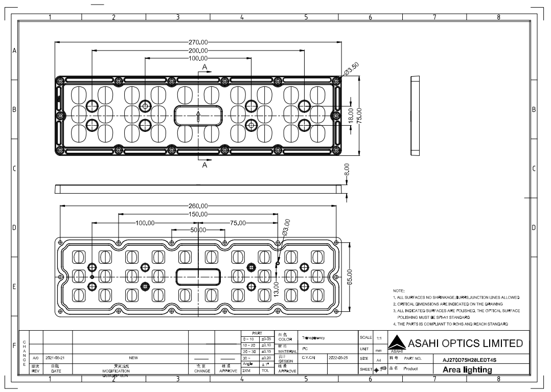 28LEDs LENS T4S for Street Lighting Drawing