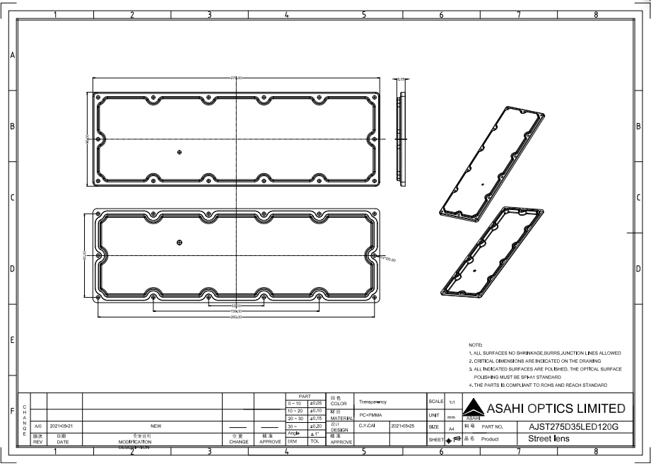 35 LEDs High Bay Lighting Lens Module with 120° Beam Angle Drawing