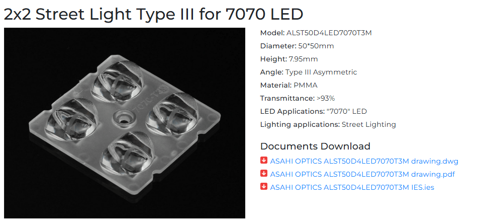 2x2 Street Light Type IIl for 7070 LED