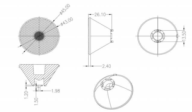 45mm Stage Lighting Lens Drawing